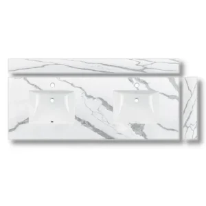 61" Vanity Quartz Counter Top-Double Sink